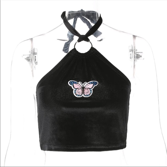 Velvet butterfly halter top - Picture 2 of 8